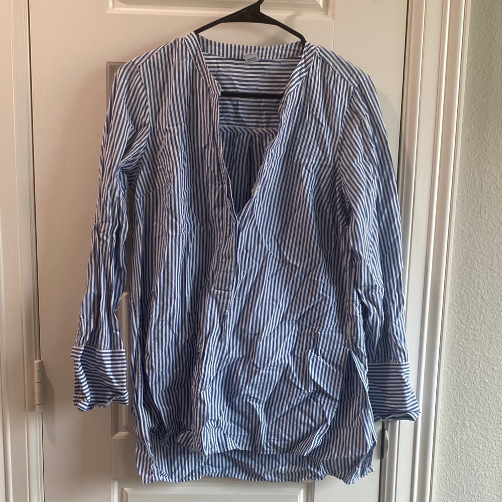 Old Navy Blue and White Striped Shirt